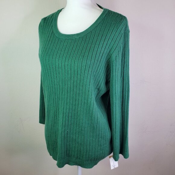 Maison Jules Juniors Green Ribbed Crew Neck Sweater XXL - Picture 3 of 10
